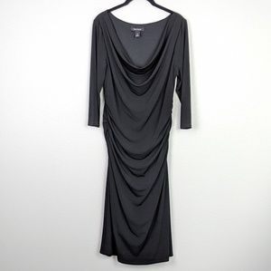 WHBM Drape Front Half Sleeve Black Dress Size 12